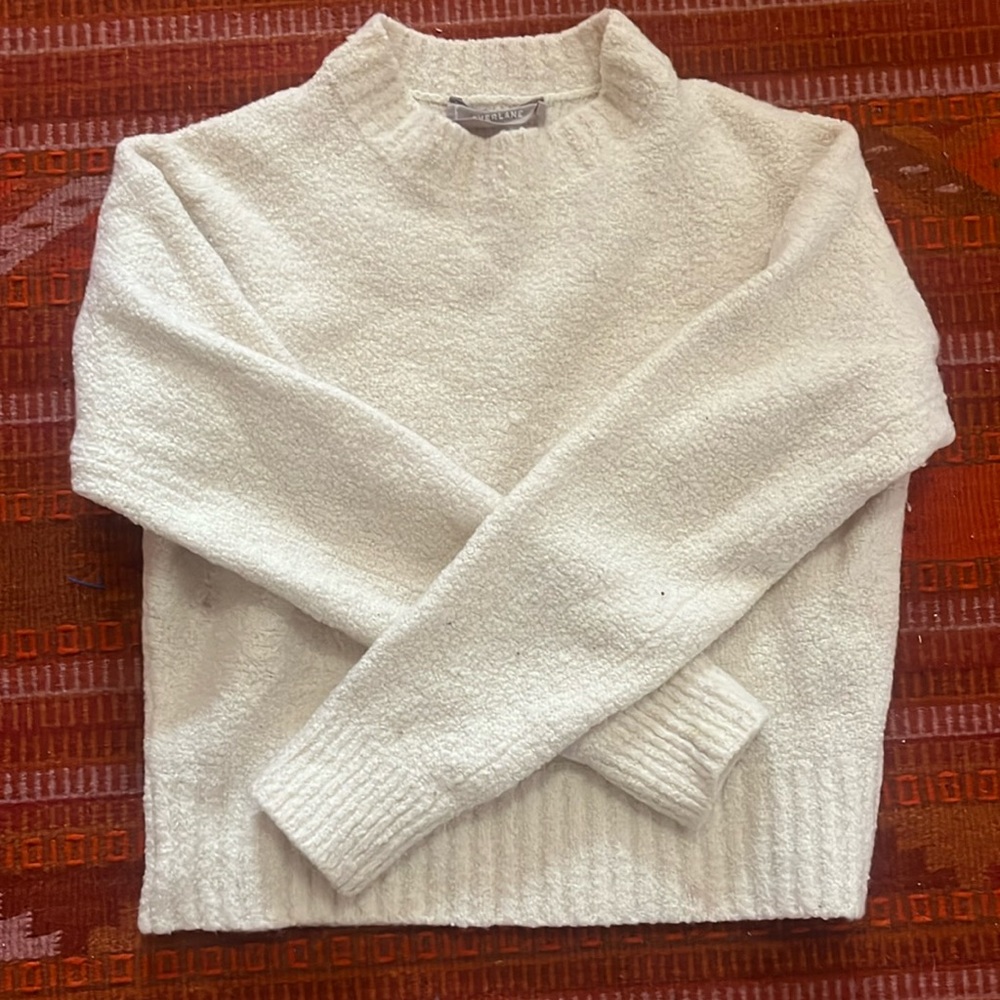 Everlane Womens Size S The Teddy Crewneck Pullover Sweater Cream